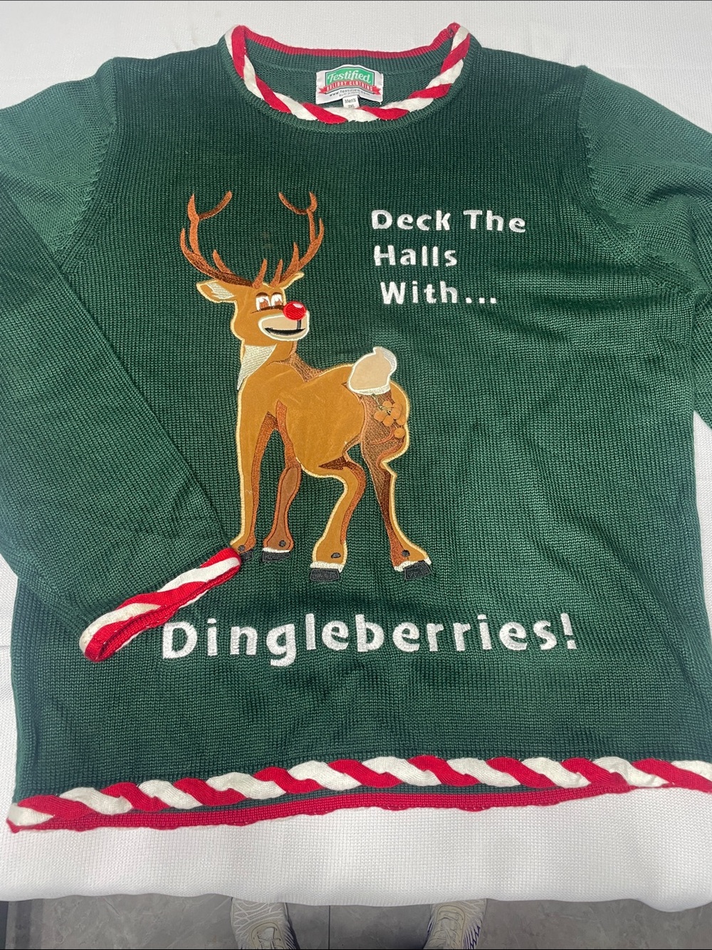 Festified Ugly Christmas Sweater. Mens size 3XL. Deer. Hunters. Preowned.